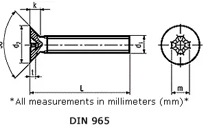 Stainless Steel Phillips Flat Countersunk Screws DIN 965