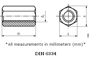 stainless-steel-hexagonal-coupling-nuts-din-6334-1