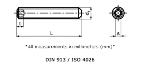 Stainless Steel Socket Set Screws Flat Point DIn 913