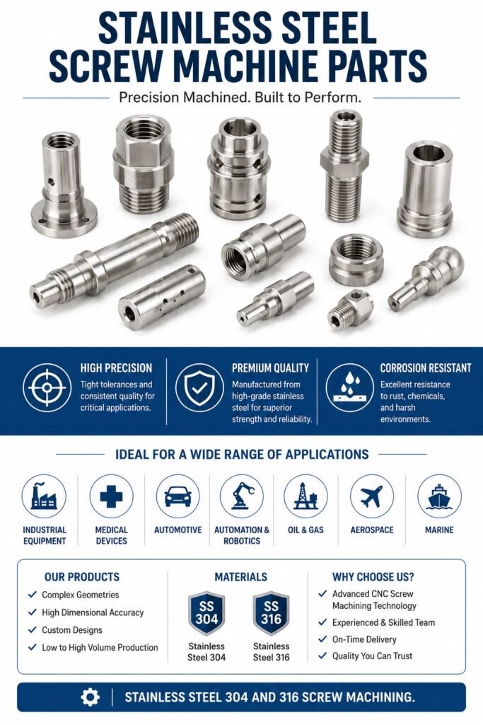 Stainless Steel Screw machine parts, Screw Machine Products, SS 316 -304 Screw machining